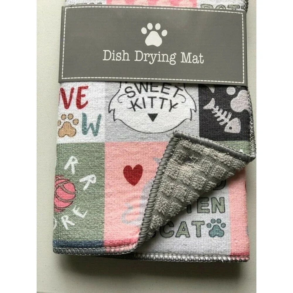 Spoiled Cat Dish Drying Mat Super Absorbent Kitten Kitty 15x20 Pet Lover Meow